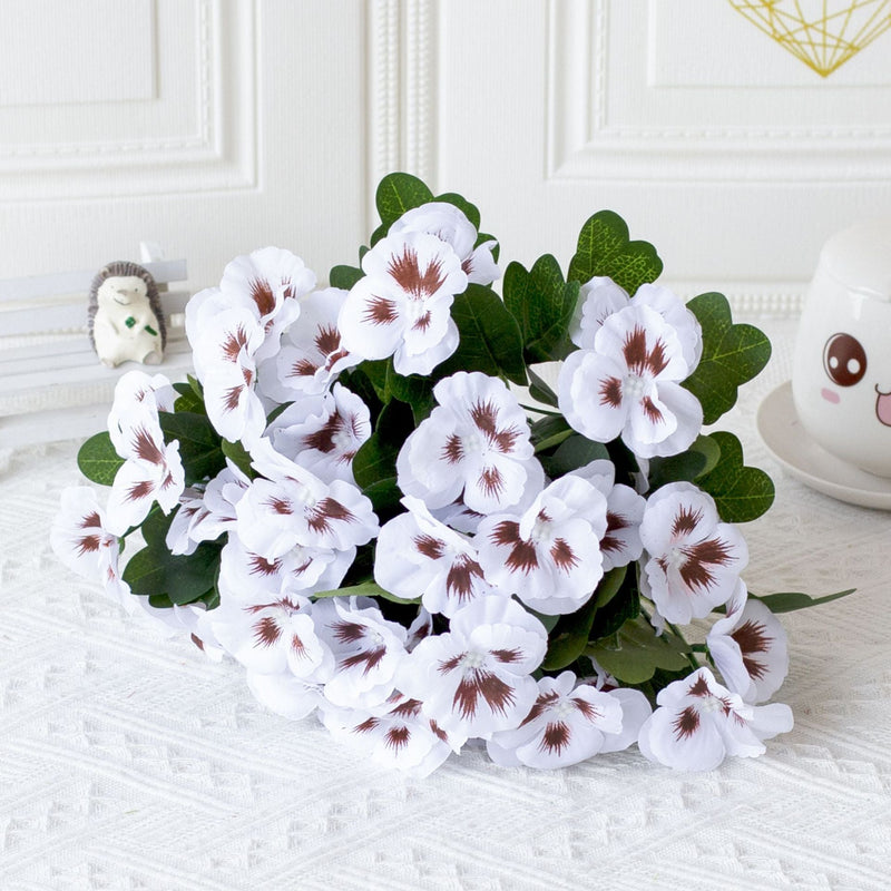 2 Pcs Artificial Pansy Bush Flowers UV Resistant for Outdoors, Bulk Wholesale