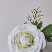 10 Pcs Real Touch White Ranunculus Boutonnieres Artificial Flowers for Wedding