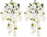 2 Pcs Artificial Hibiscus Weeping Hanging Flowers UV Resistant for Outdoors
