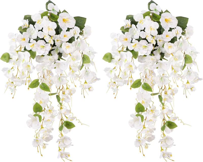 2 Pcs Artificial Hibiscus Weeping Hanging Flowers UV Resistant for Outdoors