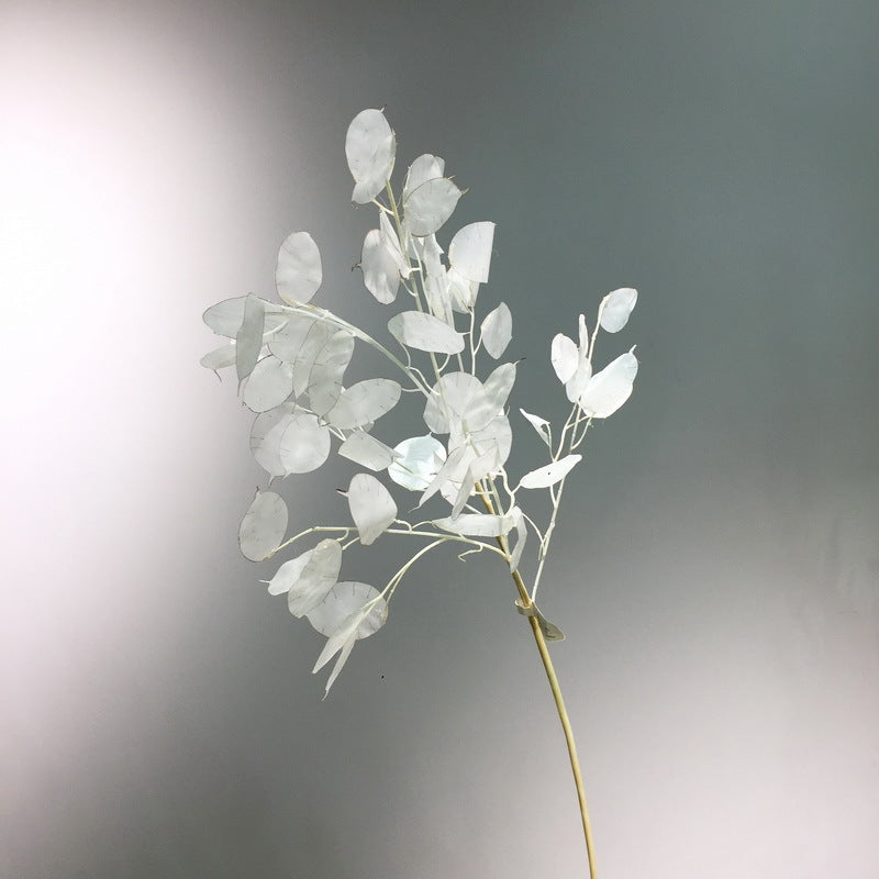 35 Inch Lunaria Stems Branches 10 Pcs White Burnt Orange Artificial Leaves Plants