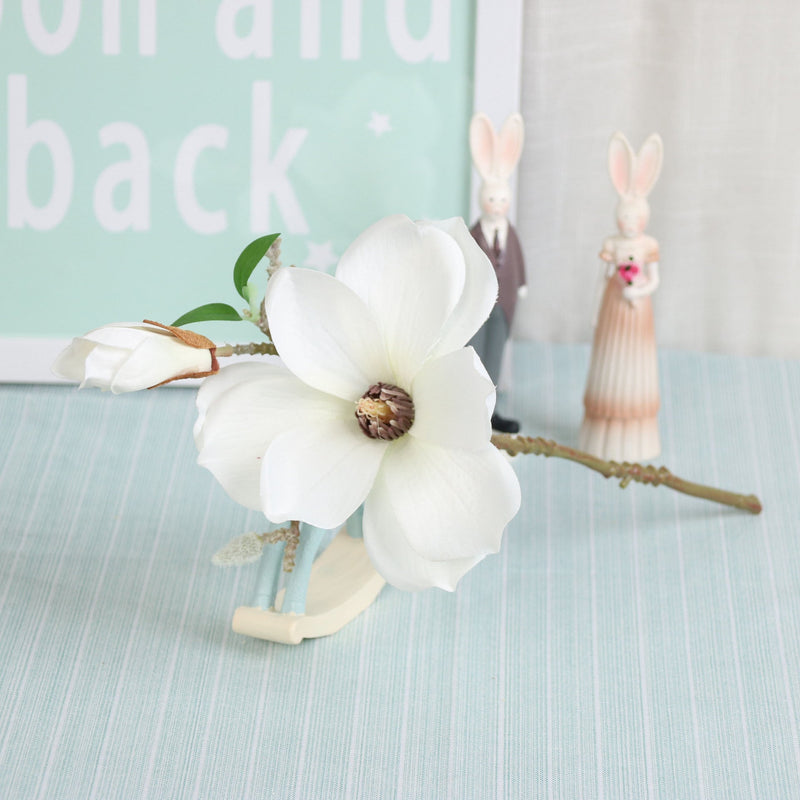 14 Inch Artificial Magnolia Stems 10 Pcs Realistic Silk Flowers Bulk Wholesale