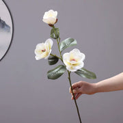 30 Inch Magnolia Stem Spray 6 Pcs Artificial Real Touch Silk Magnolia Flowers