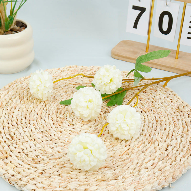 19.6 Inch Artificial Chrysanthemum Pom Ball Flower Branches Bulk Quantity
