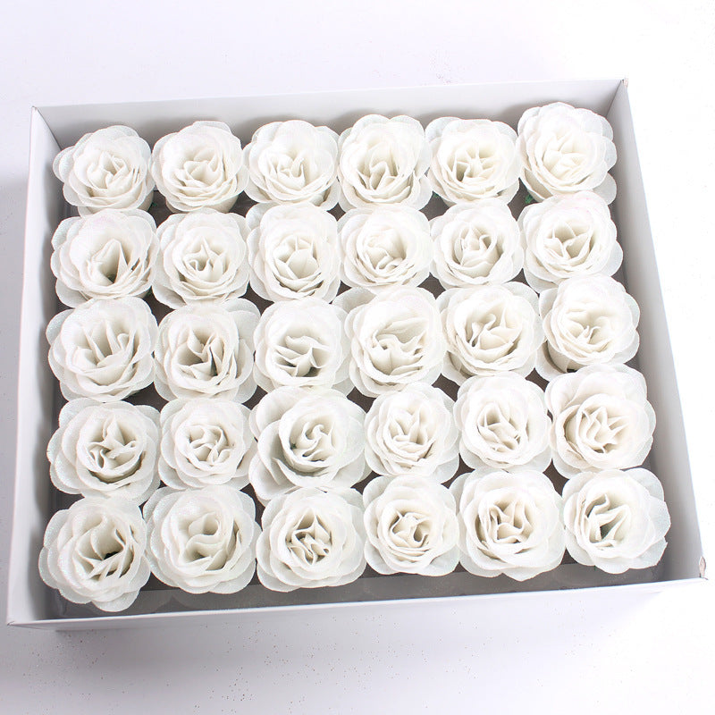 30 Pcs Artificial Glitter Roses Bouquet, 12 Inch DIY Silk Flowers for Weddings Anniversary