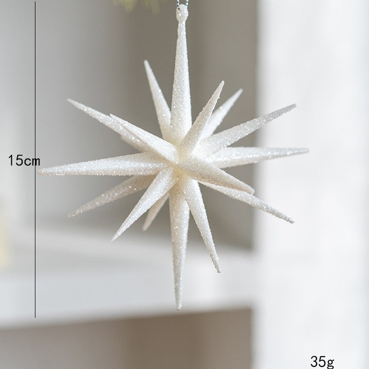 Glitter Starburst Star Christmas Ornaments Bulk Set Hanging Tree Decorations