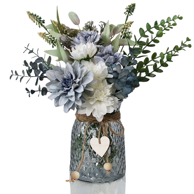 Artificial Silk Flowers Arrangement in Vase, Bulk Faux Floral Decor, Multiple Stems