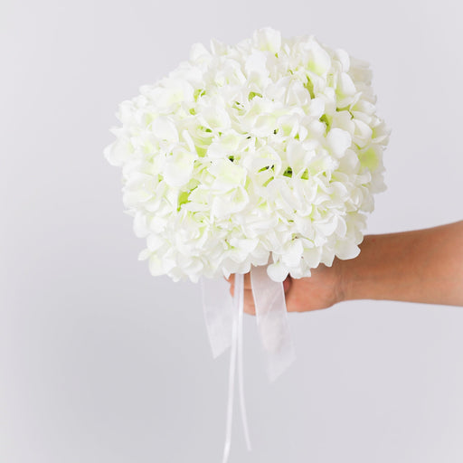 9 Inch Small Round Bridal Hydrangea Bouquet 10 Pcs Artificial Silk Wedding Flowers