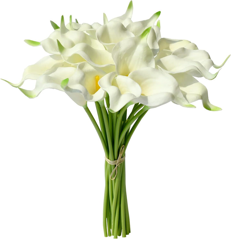20 Pcs Artificial Calla Lily Bouquets Real Touch Silk Flowers for Centerpieces