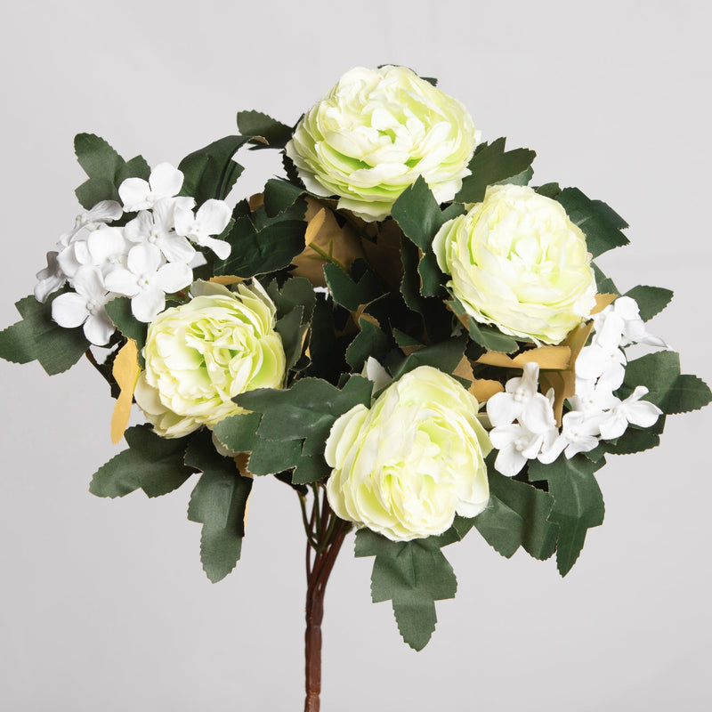 16 Inch Vintage Peony Bush Bouquet with Mixed Hydrangea, 1 Bulk Artificial Silk Flowers for Wedding Crafts Party