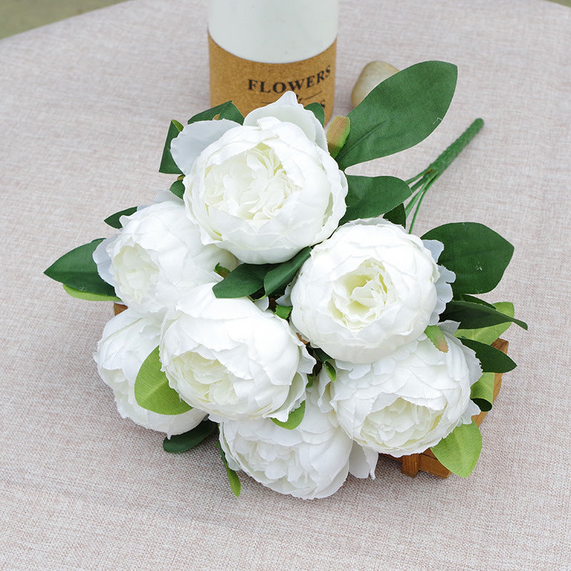 17 Inch Artificial Silk Peony Bush Bouquet 7 Heads Bulk Wholesale