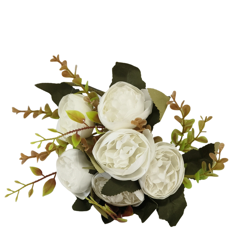 12 Inch Silk Peony Flower Bush, Vintage Artificial Peony Bouquet, Bulk Quantity