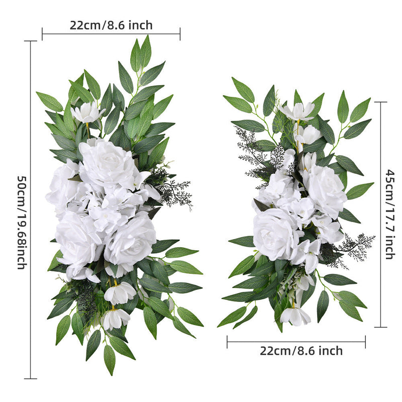 2 Pcs Artificial Rose and Hydrangea Flowers Set, Realistic Silk Entryway Decor