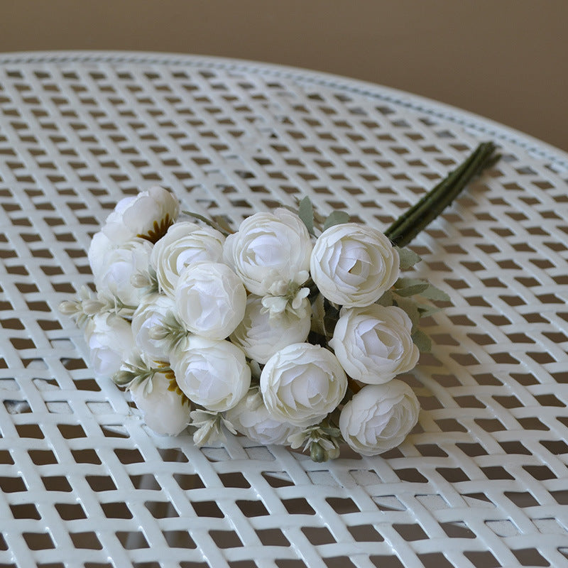 12.6 Inch Silk Ranunculus Bouquet, 1 Stem, Artificial Flower for Wedding Centerpieces, Home Decor, Spring Events