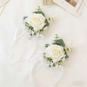 White Rose Corsage Set 10 Pcs Bulk Wedding Bridesmaid Prom Party Artificial Flowers