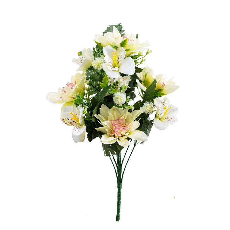 18 Inch Artificial Dahlia Flower Bush 1 Pc Silk Cemetery Memorial Grave Decor