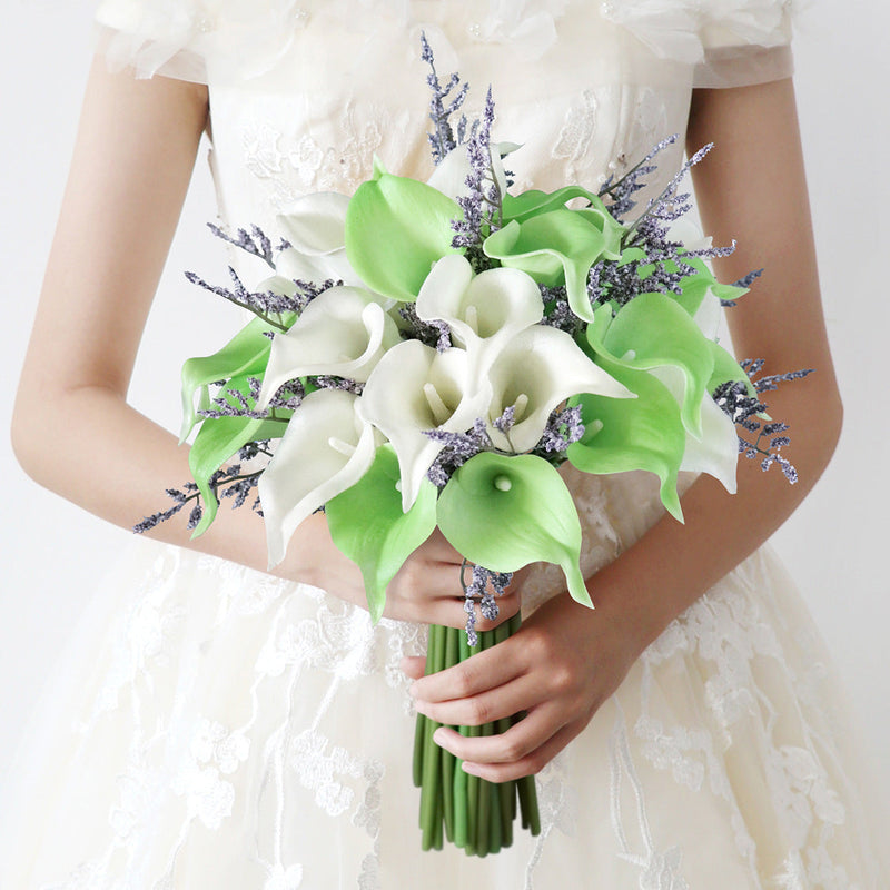 10 Inch Calla Lily Bridal Bouquets 6 Pcs Artificial Wedding Flower Arrangements