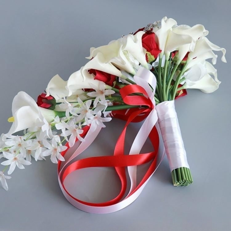 9 Inch Artificial Calla Lily Rose Cascading Wedding Bouquet with Crystals, Bulk Quantity