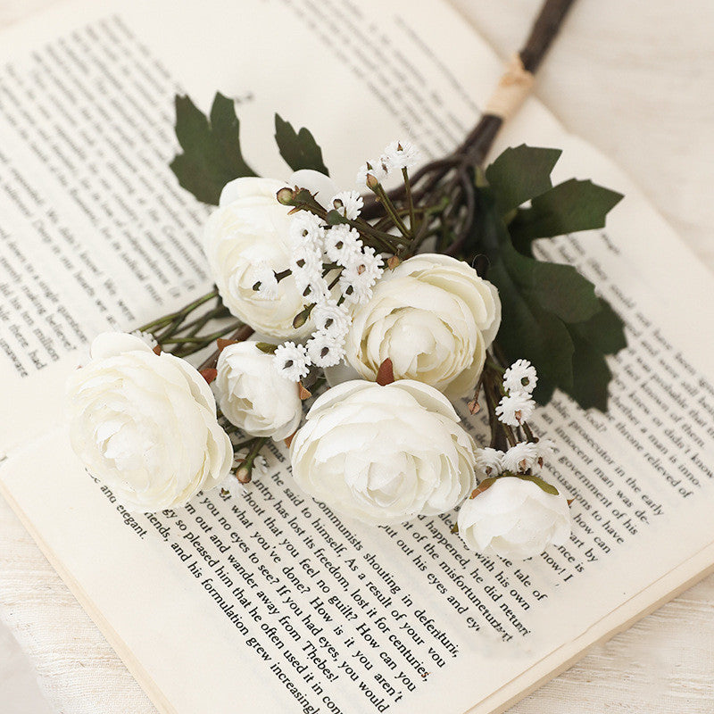 12.5 Inch Artificial Autumn Ranunculus Bouquet, 10 Pcs Realistic Fall Flowers for Thanksgiving Tabletop, Wreath, DIY Decor