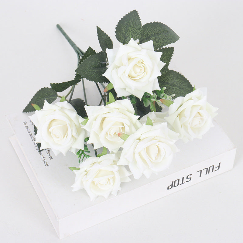 11 Colors 14 Inch Velvet Artificial Rose Bush Stems Bulk 11 Pcs Silk Flowers