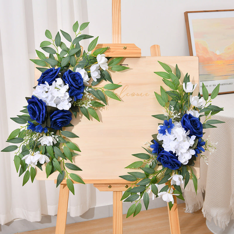 2 Pcs Artificial Rose and Hydrangea Flowers Set, Realistic Silk Entryway Decor