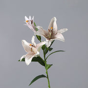 33 Inch Artificial Lilies Spray Stems, 6 Pcs Real Touch Retro Style Silk Flowers