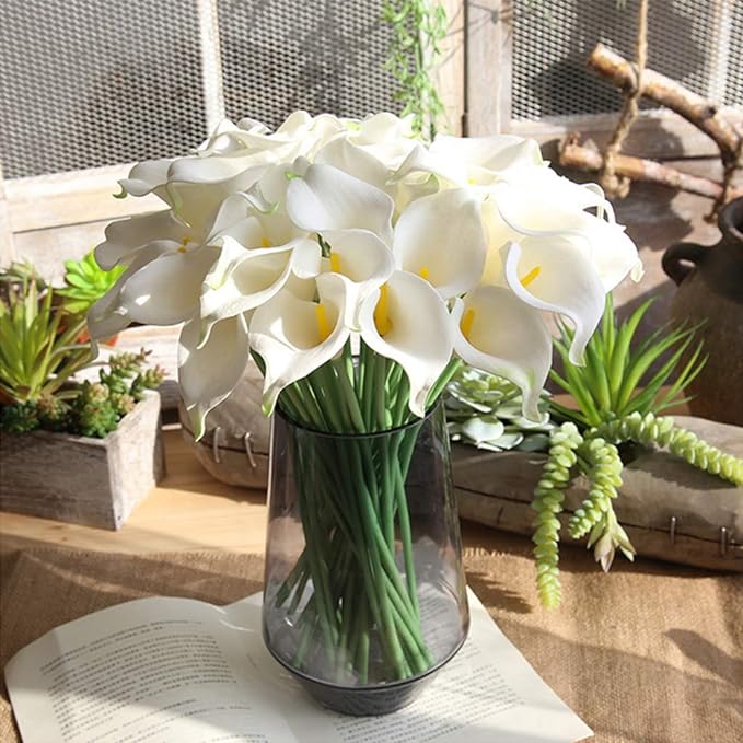 10 Pcs Artificial Calla Lily Stems Bouquet, Real Touch Faux Flowers, Bulk Wholesale