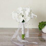 8 Inch White Calla Lily Artificial Flowers 10 Stems Bridal Wedding Bouquet
