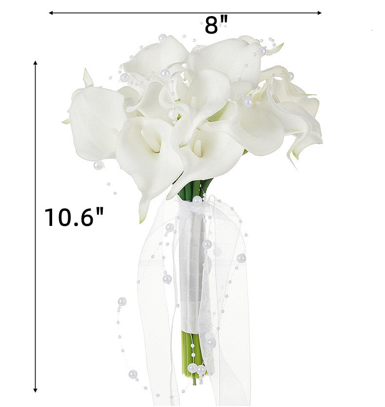 8 Inch White Calla Lily Artificial Flowers 10 Stems Bridal Wedding Bouquet