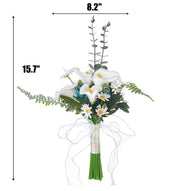8 Pcs 8.2 Inch White Artificial Calla Lily Wedding Bridesmaid Bouquets