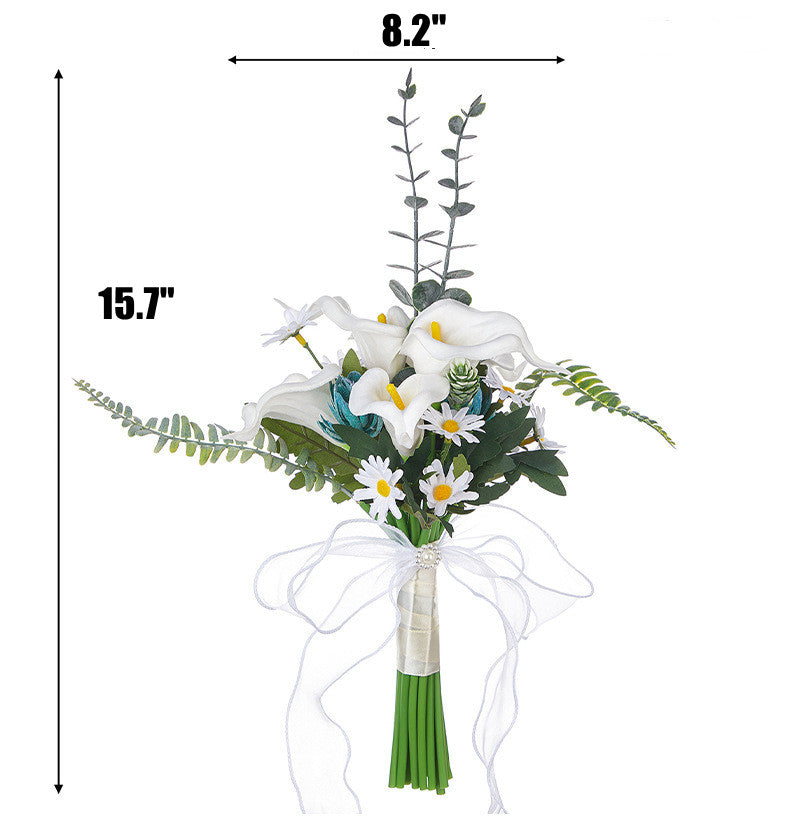 8 Pcs 8.2 Inch White Artificial Calla Lily Wedding Bridesmaid Bouquets