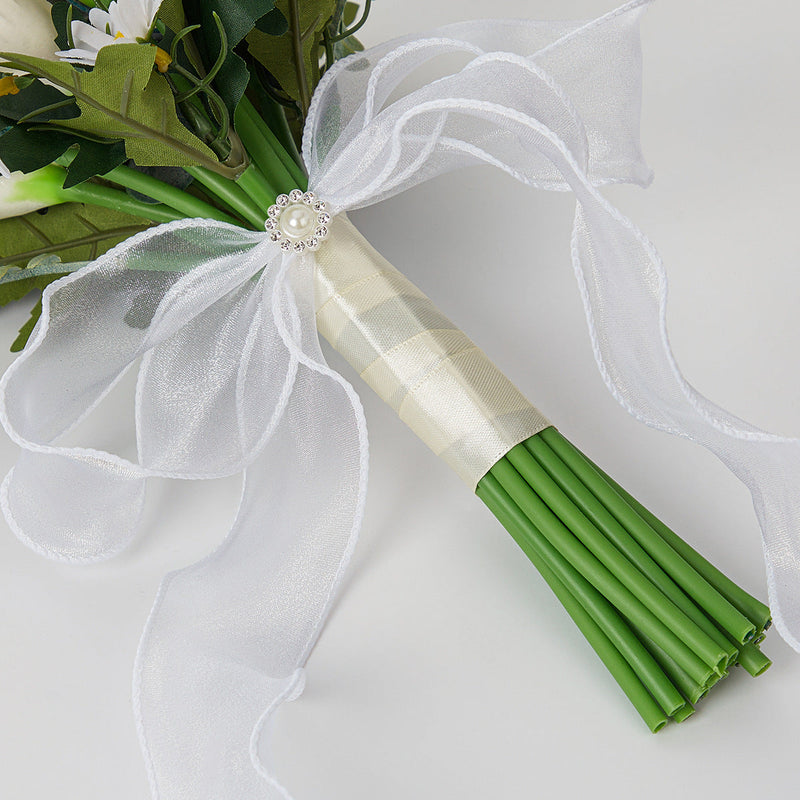 8 Pcs 8.2 Inch White Artificial Calla Lily Wedding Bridesmaid Bouquets