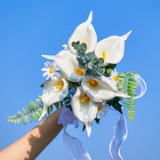 8 Pcs 8.2 Inch White Artificial Calla Lily Wedding Bridesmaid Bouquets