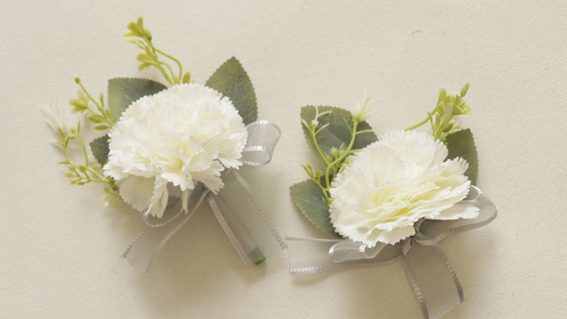 Carnation Corsage and Boutonniere Set, Bulk Wedding Party Flowers, Artificial Silk, Multiple Pieces