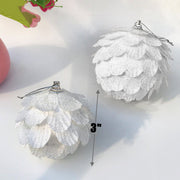 9 Pcs Glitter Christmas Flower Balls Ornaments Artificial Holiday Decorations