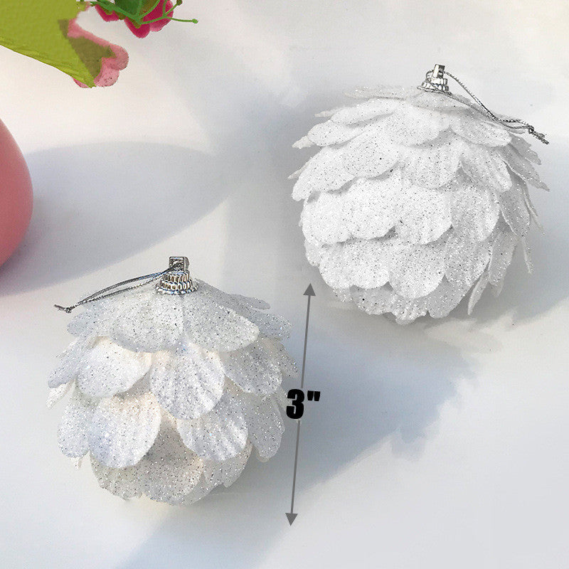 9 Pcs Glitter Christmas Flower Balls Ornaments Artificial Holiday Decorations