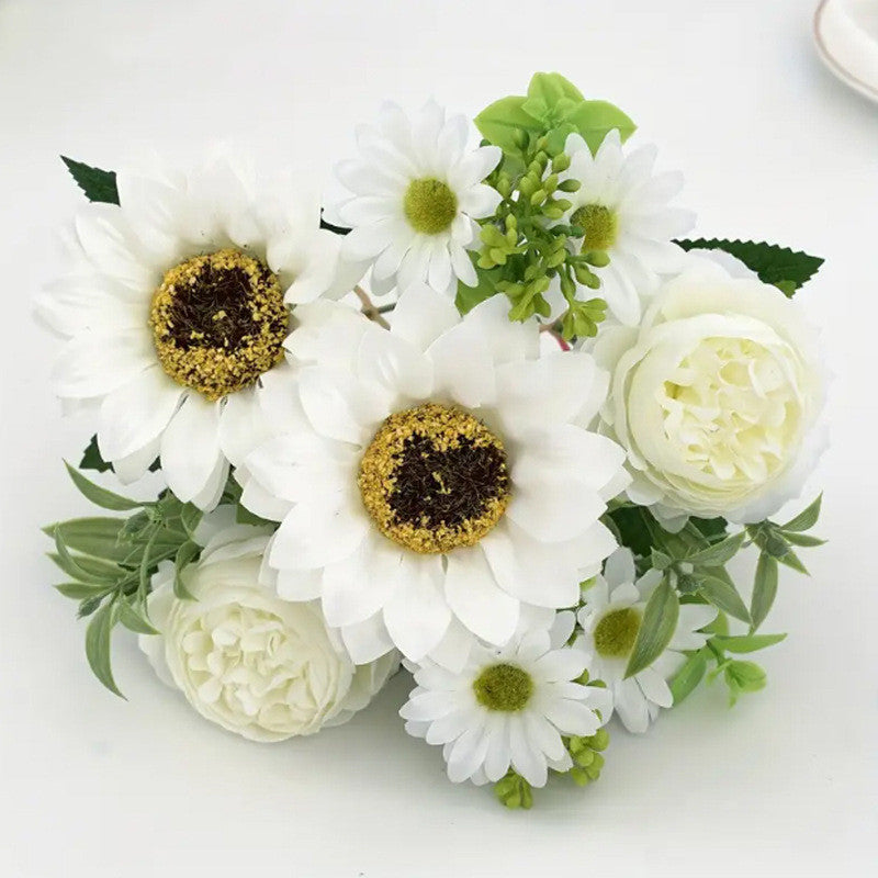 12 Inch Artificial Silk Chrysanthemum Rose Sunflower Daisy Mums Bouquet Bulk 10 Pcs