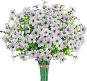 12 Bundles Artificial Flowers Plants UV Resistant Outdoor Planter Porch Patio Garden