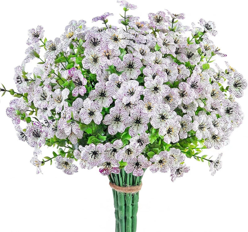 12 Bundles Artificial Flowers Plants UV Resistant Outdoor Planter Porch Patio Garden
