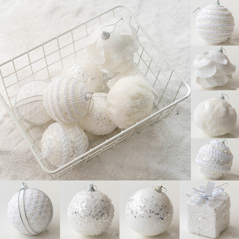 8 Pcs Glitter Christmas Tree Ball Ornaments Hanging Holiday Decorations