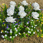 30 Pcs Mixed Artificial Rose Flowers with Greenery, UV Resistant Outdoor Faux Plants