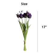 5 Pcs Artificial Parrot Tulip Stems Bouquet, Real Touch Silk Flowers, Bulk Set