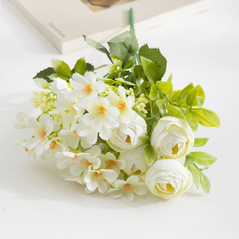 11.5 Inch Small Artificial Peony Buds Bush with Wildflowers Bouquet, 1 Piece