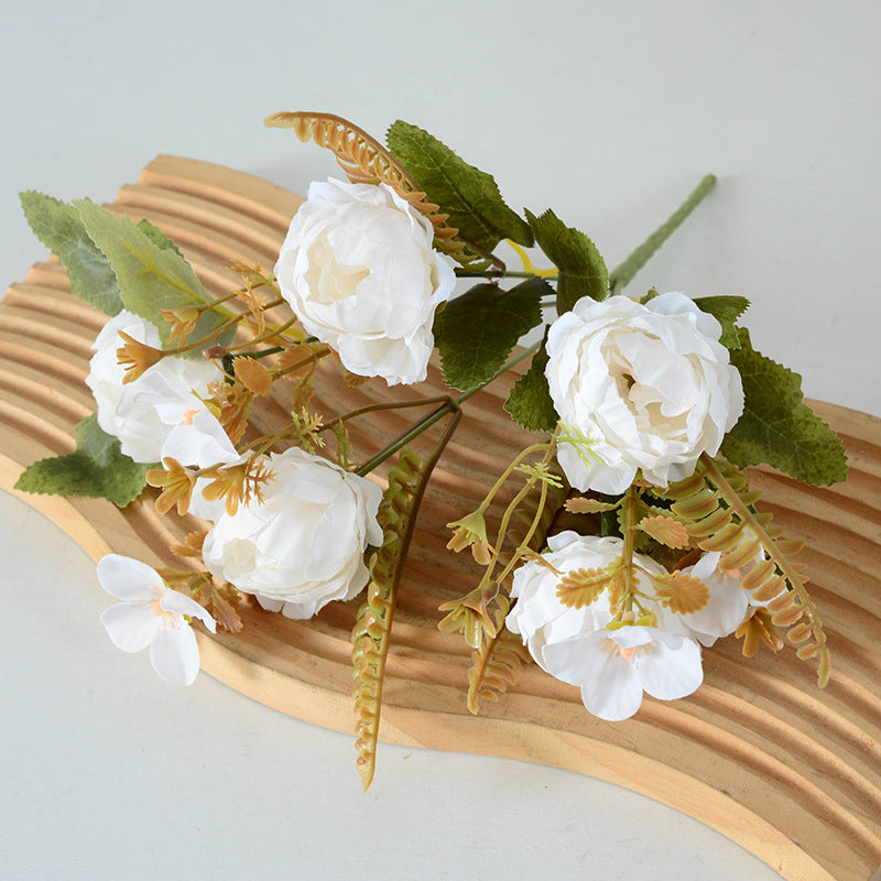 11 Inch Small Artificial Peony Bush Bouquet 10 Pcs Bulk Wedding Craft Flowers