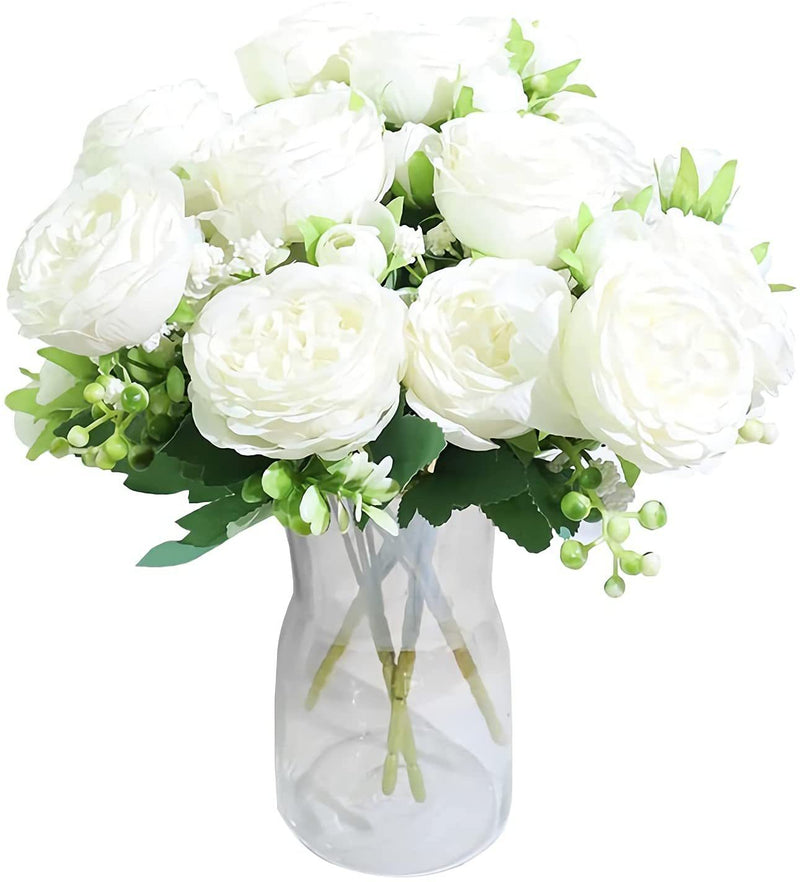 4 Packs 12 Inch Artificial Peony Bush Stems Bulk Silk Flower Bouquet