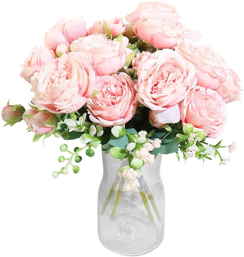 4 Packs 12 Inch Artificial Peony Bush Stems Bulk Silk Flower Bouquet