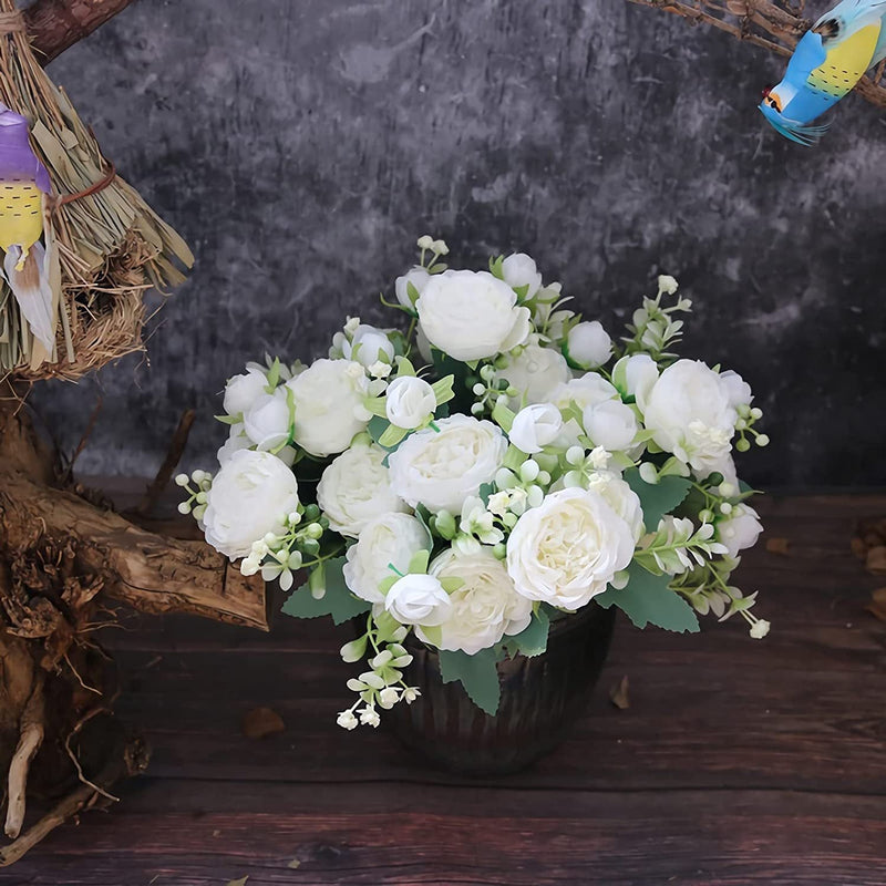 4 Packs 12 Inch Artificial Peony Bush Stems Bulk Silk Flower Bouquet