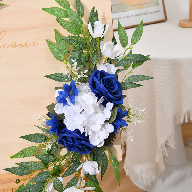2 Pcs Artificial Rose and Hydrangea Flowers Set, Realistic Silk Entryway Decor