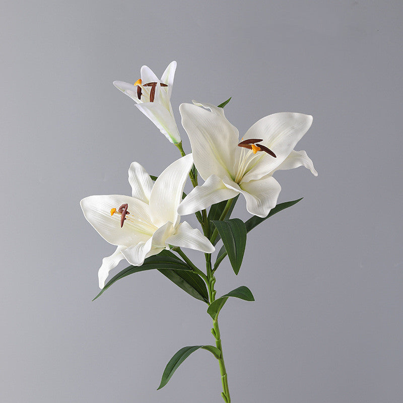 33 Inch Artificial Lilies Spray Stems, 6 Pcs Real Touch Retro Style Silk Flowers