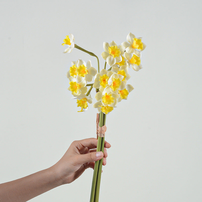 20 Inch Real Touch Daffodil Artificial Flower Stem – Lifelike Silk Floral for Wedding and Home Decor